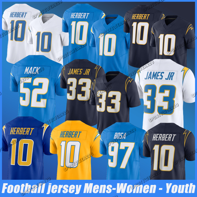 Los Angeles Chargersjersey Ladd McConkey 10 Justin Herbert Joe Alt Joey Bosa Derwin James Jr. Khalil Mack Cameron Dicker LaDainian Tomlinson Football Jerseys