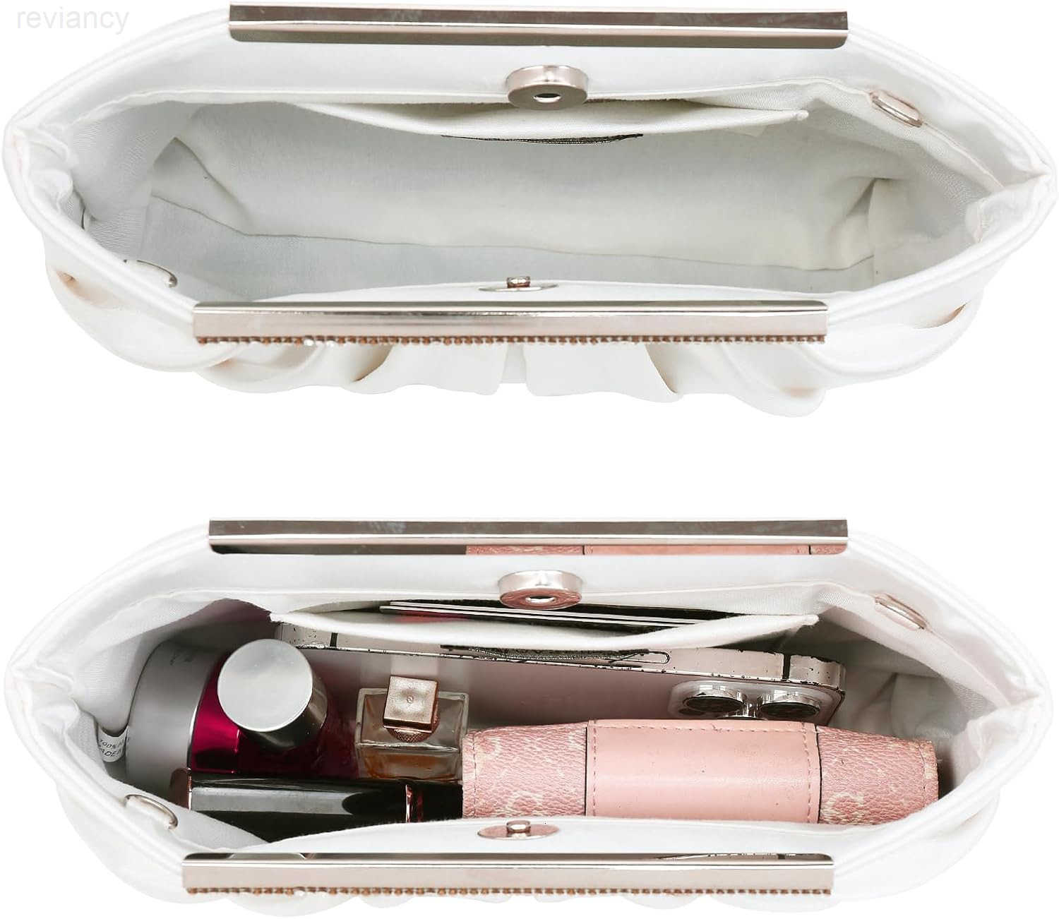 Elegant Pleated Evening Clutch Bags for Women Formal Handbags Purses for Wedding Party Prom with Sparkly RhinestonesW250908