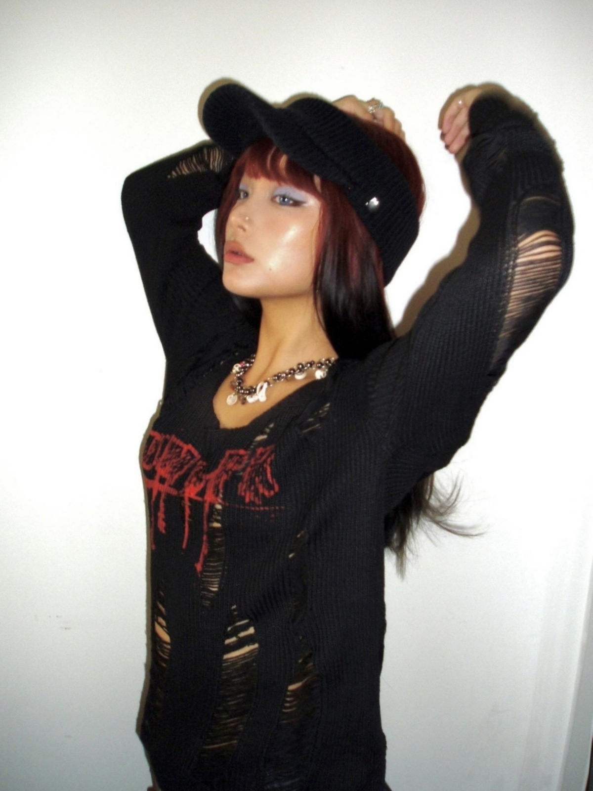 Knitted Sweater Long Sleeve Distressed Fringe Vintage Punk Street Hip Hop Slim Gothic New Style 241116