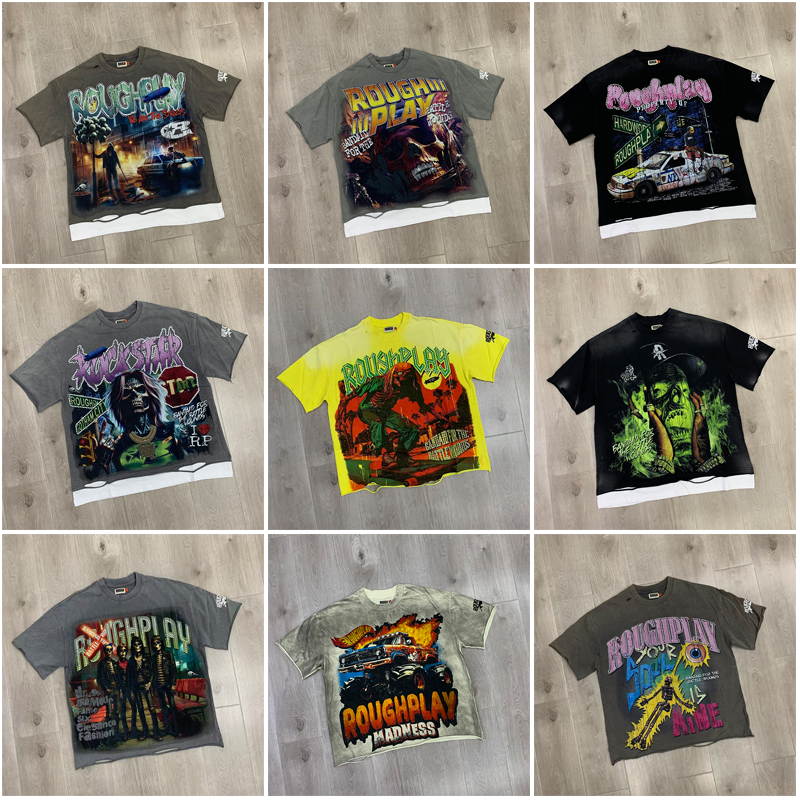 RoughPlay stylish men shirt designer t shirt mens fashion street trendy brand shirts graphic tee y2k shirt hip hop shirt oversized shirts us s--xl