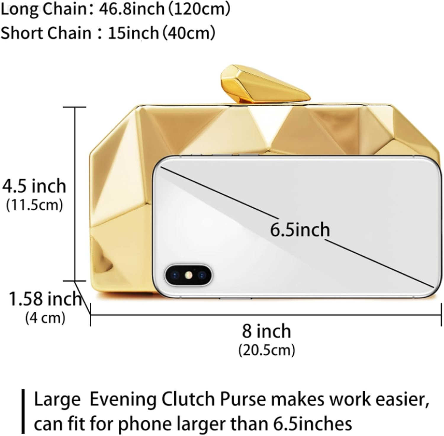 Women Lattice Pattern Metal Evening Clutch BagGeometric Evening Clutch Purse Handbag With Chain StrapW250908