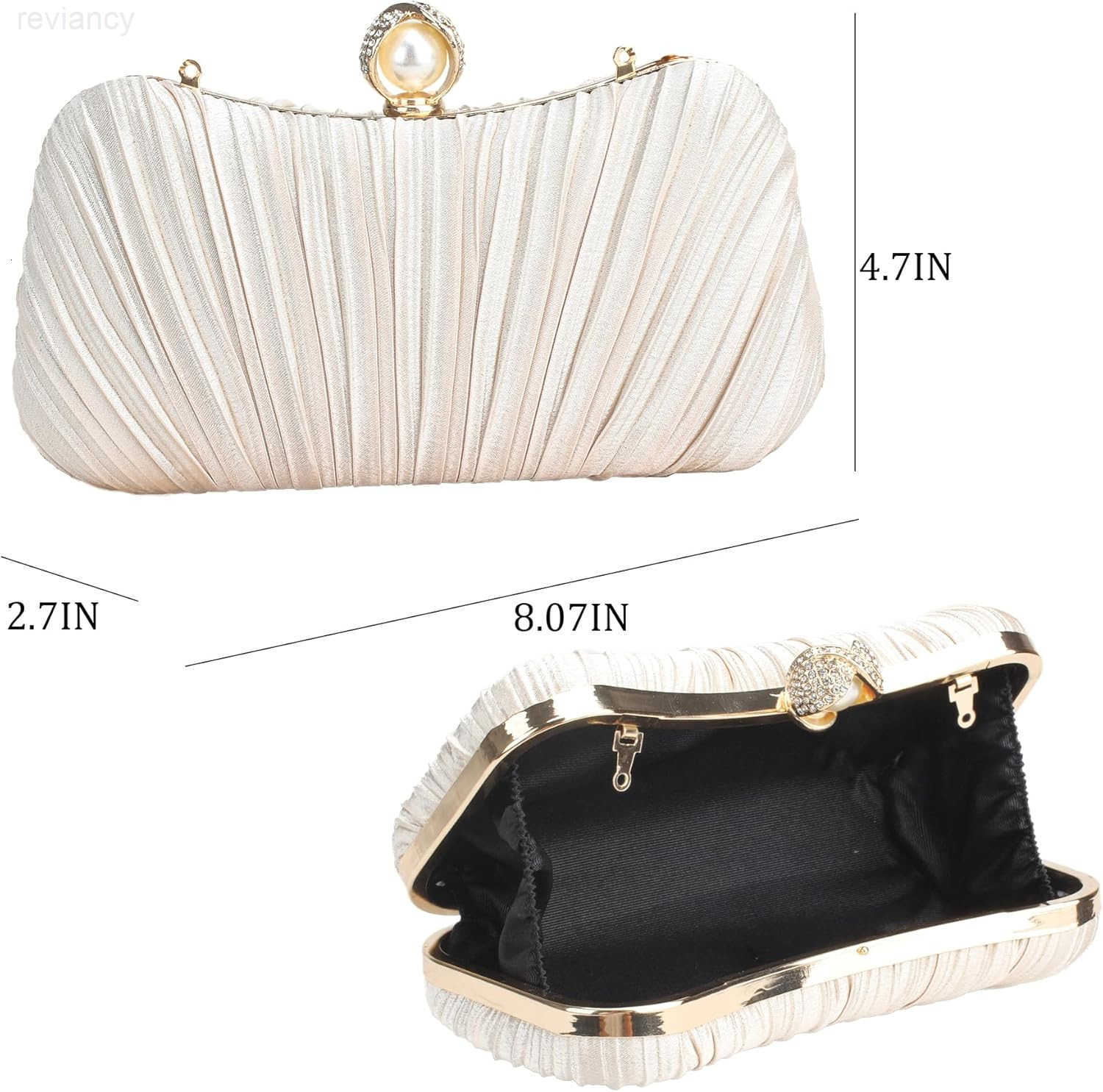 Clutch Purse Satin Pearl Evening Bag Handbag Chain Strap Shoulder BagW250908