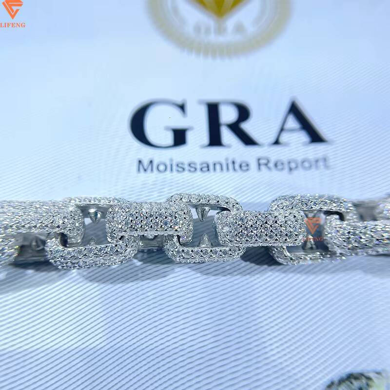 Luxury Jewelry 10mm Baguette Vvs Moissanite Diamond 925 Sterling Silver Cuban Link Chain Hip Hop Rock Style Necklace Bracelet