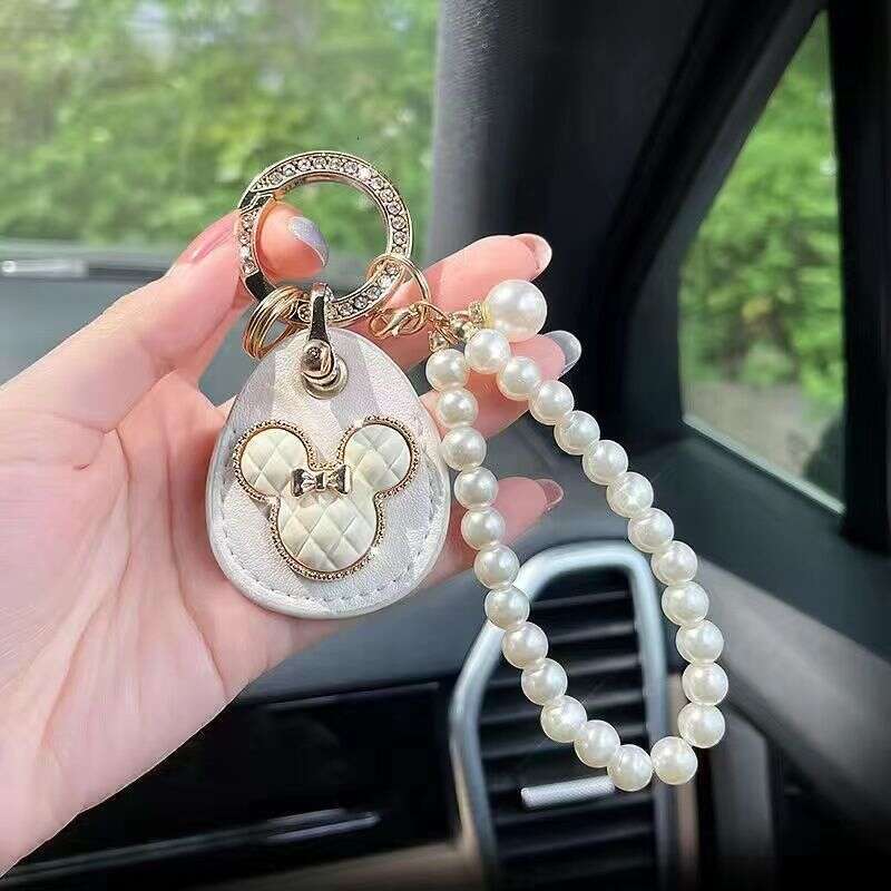 DHEssentials Cute Car Keychains for Girls: Leather - made, Suitable for Bags & Car Accessories