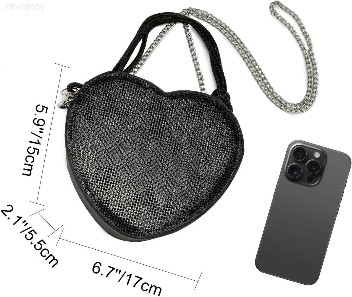 Evening Bag for Women Silver Purse Heart Shaped Purse Crossbody Bags Shoulder Handbag for FormalW250908