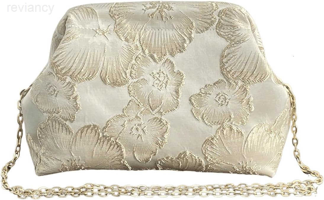 Womens Flower Embroidery Clutch Purse Kiss Lock Shoulder Bags Evening HandbagW250908