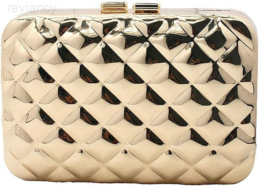 Women Sparkly Clutch Purse Unique Metallic Evening Bag Metal Box Handbag Purse Wedding Party Clutch Shoulder BagW250908