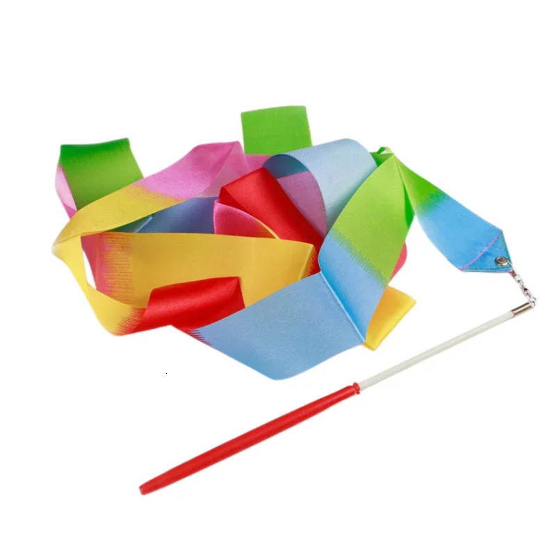 2M 4M 6M Colorful Gym Ribbons Dance Ribbon Rhythmic Art Gymnastics Ballet Streamer Twirling Rod Rainbow Stick Training 250908