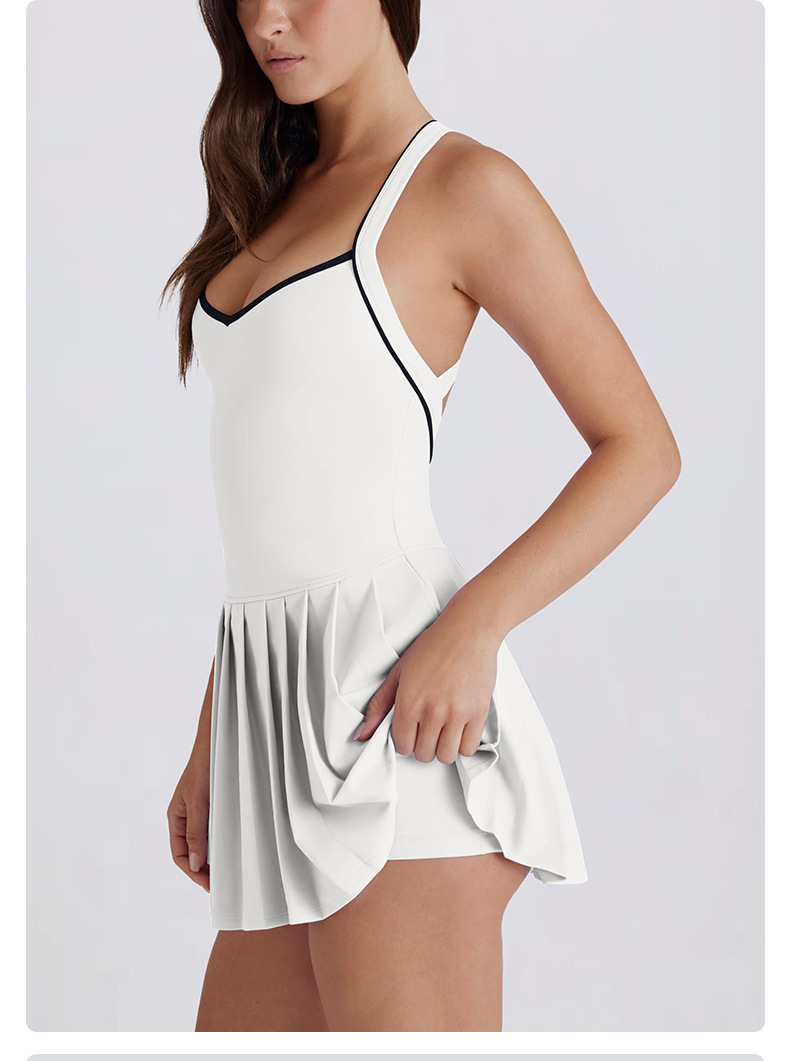 2026 outdoor New A1257 Short With Chest Cushion Dress Pleated Leggings Breathable Quick-Drying Sports, Running Anti-Glare Tennis Skirt Free Shipping