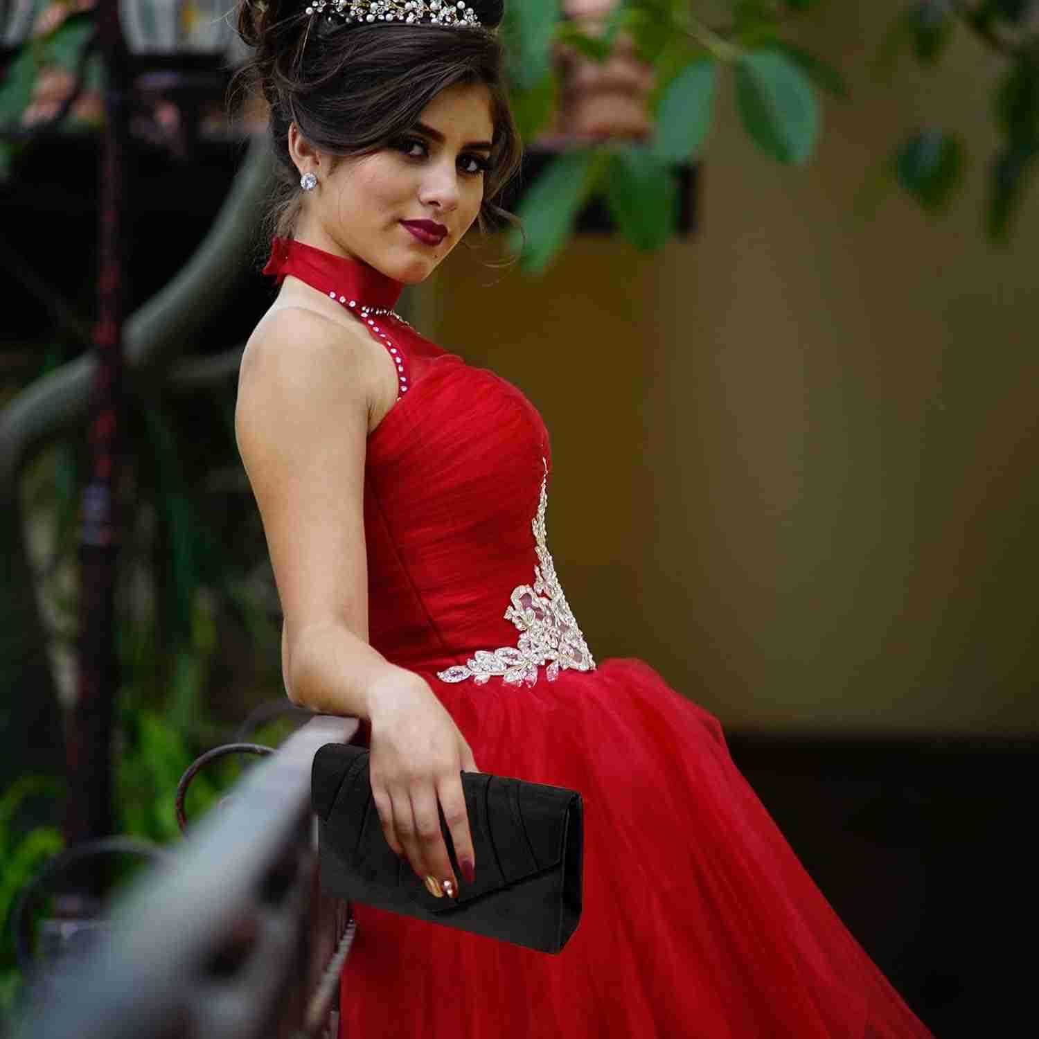 Clutch Purse Evening Bag for Women Evening Wedding Party Velvet Suede Pleated HandbagW250908