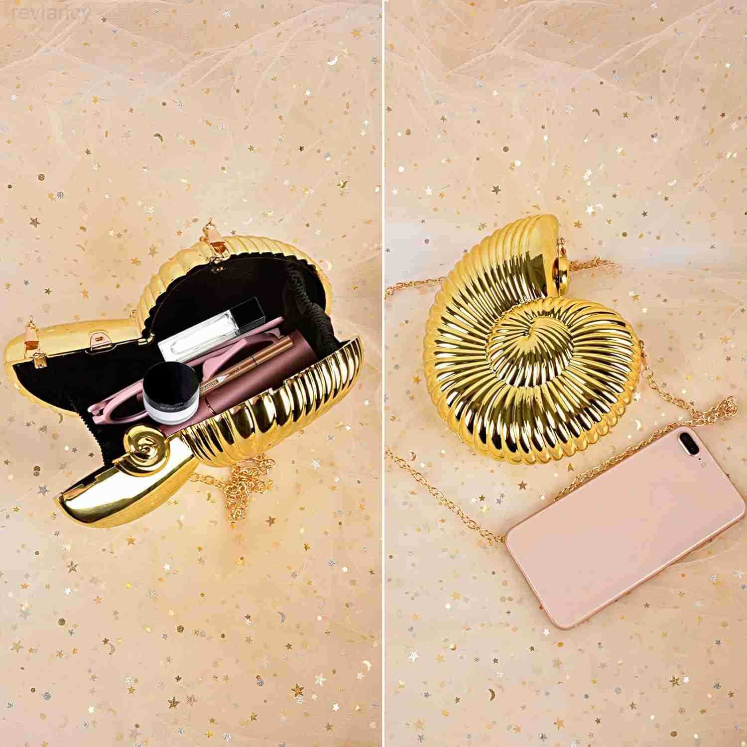 ConchShell Shoulder Handbag Novelty Chain Strap Purse Acrylic Fashion Crossbody Evening Bag Clutch for Women GirlW250908