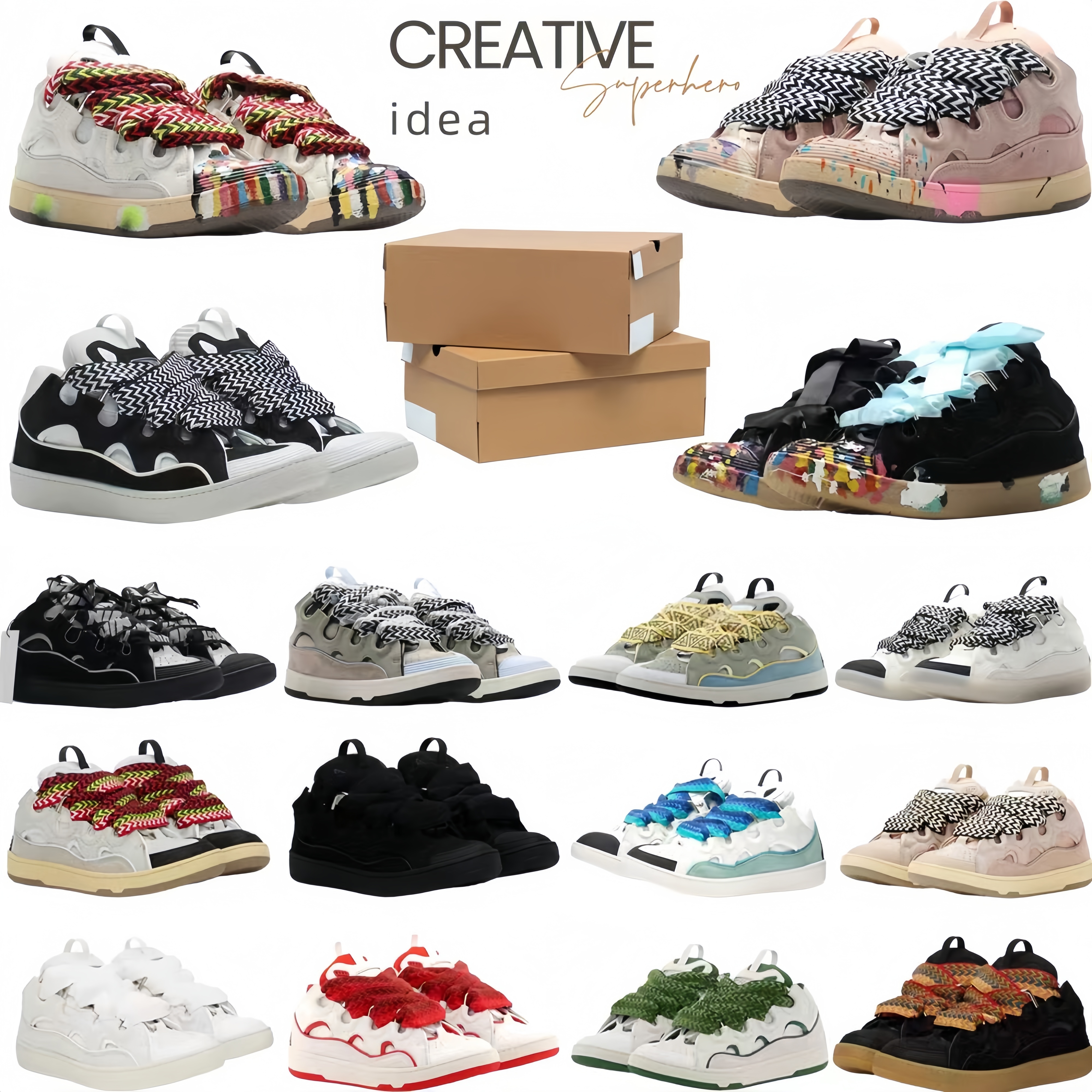 with box designer thick tongue men women luxury lace-up shoes 90s sneaker classic plate-forme chaussure platform outdoor sport trainers style color variety size 35-46