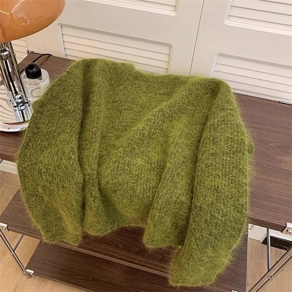 2025 Women's S design Fashion Simple Leisure Green Soft Full Match Trendy Knitted Sweater Sweet Sweater Autumn/Winter New Designer Clothing