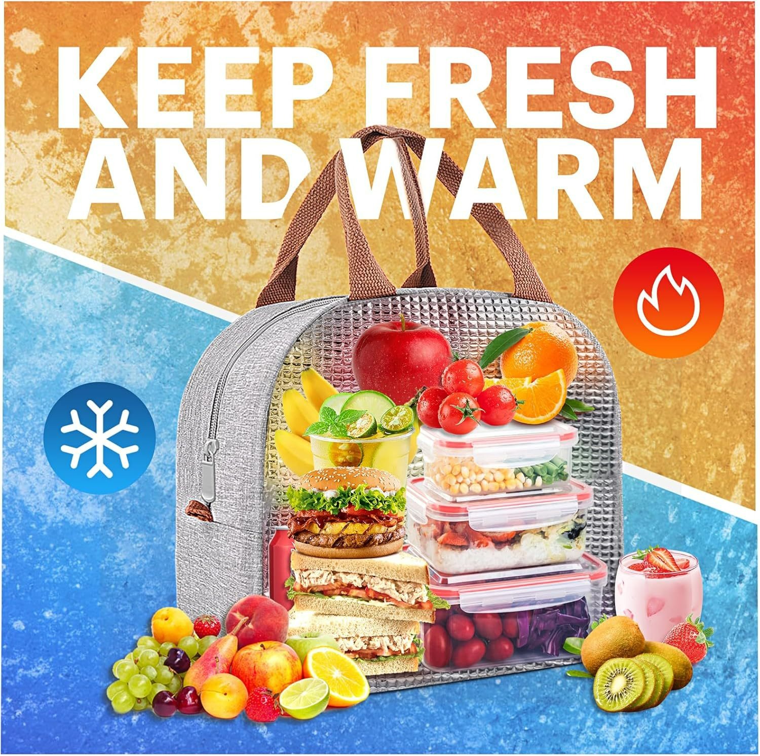 Lunch bags for men and women large capacity leakproof Lunch Tote for Adults Insulated Cooler Bags for Office, Work, Travel and Outdoor Picnics