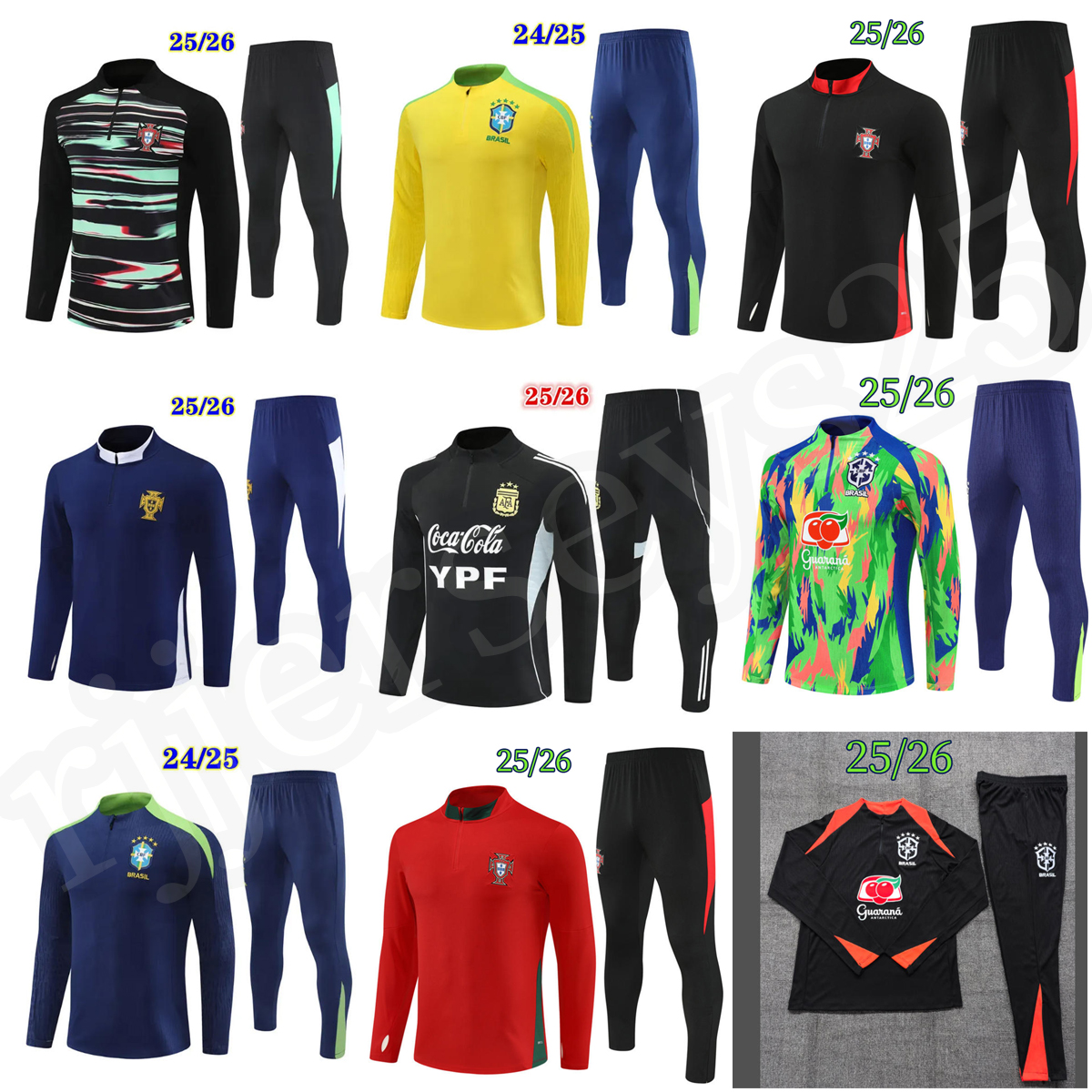 2025 2026 soccer tracksuit Portugal training suit Men and kids Brasil 24 25 26 brazilS football tracksuits jogging kits Survetement Foot chandal futbol tuta