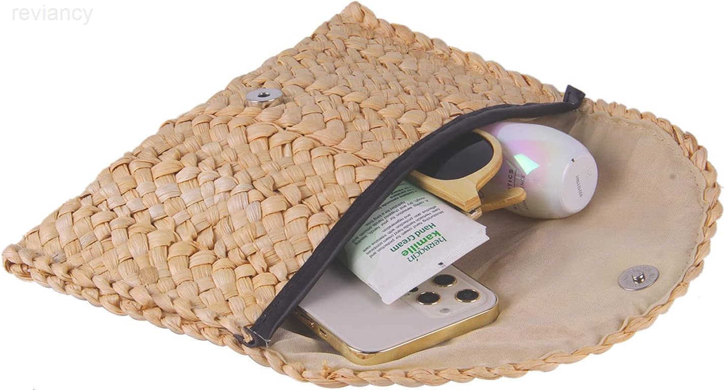 Straw Clutch Purses for Women Summer Beach Bags Envelope Woven Clutch HandbagsW250908