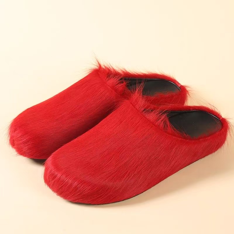 designer plush Slippers Men Women luxury warm platform slippers soft winter indoor shoes solid scuffs