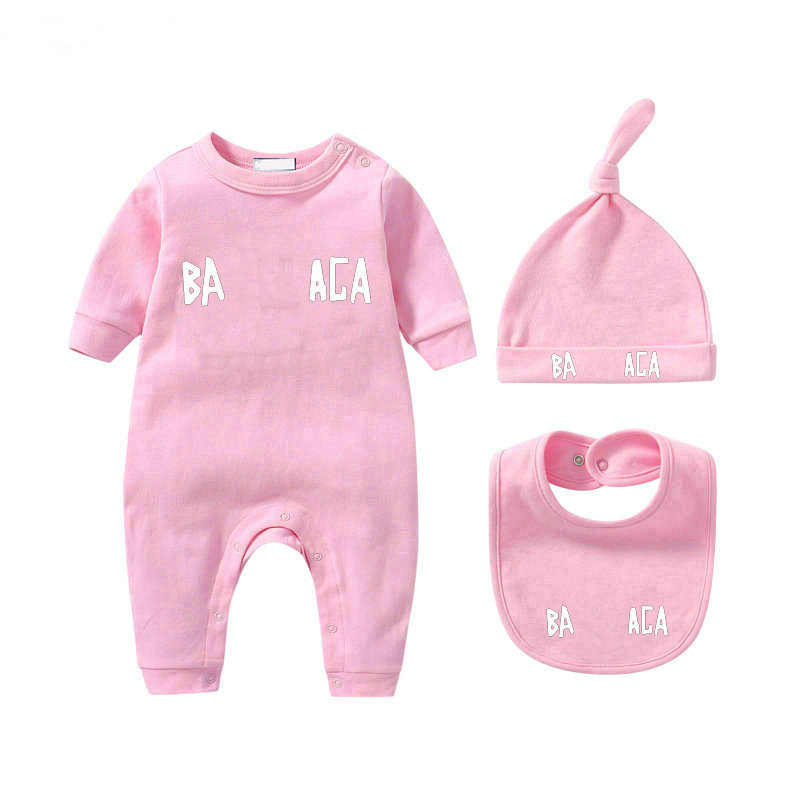 baby Rompers boy girl kids designer newborn 100%cotton Newborn Long short sleeves jumpsuit hat bib 3 piece set