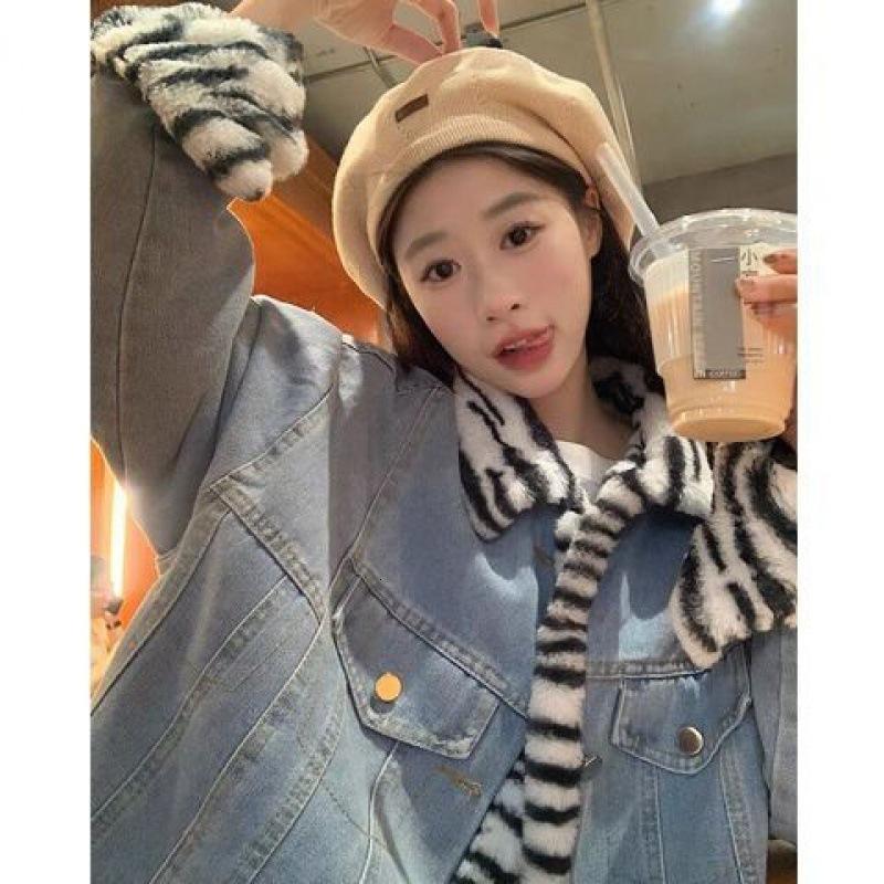 Reversible Denim Cotton Jacket for Women Unique Design Autumn Winter 2023 New Style Petite American Style Cotton Coat 210923