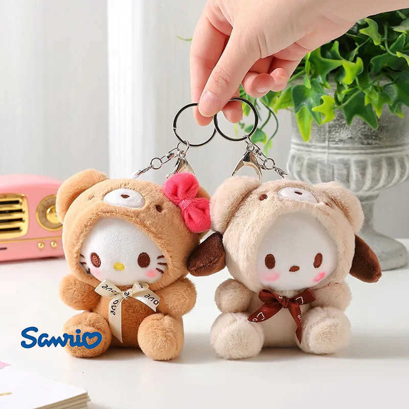 Sanrio 12cm Kawali Plush Toy Kuromi Hello Kitty My Melody Cinnamoroll Soft Stuffed Keychain Doll Pendant Toy Girl Kids Xmas Gift H251125