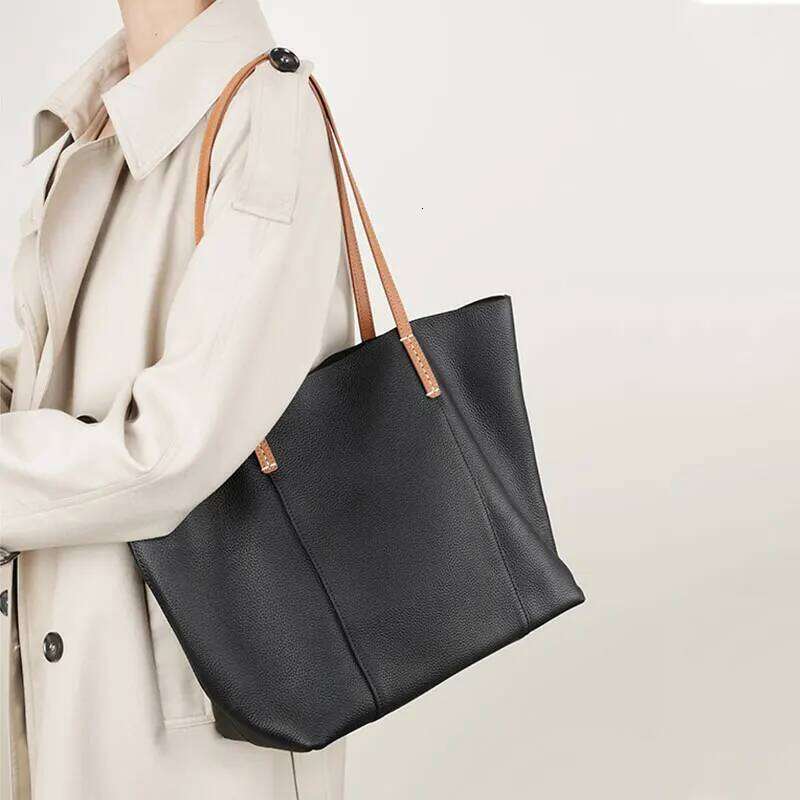 100% Genuine Leather Women's Tote Bags Designer Large Capacity Women Shoulder Bag Soft Cowhide Female Handbags 2378