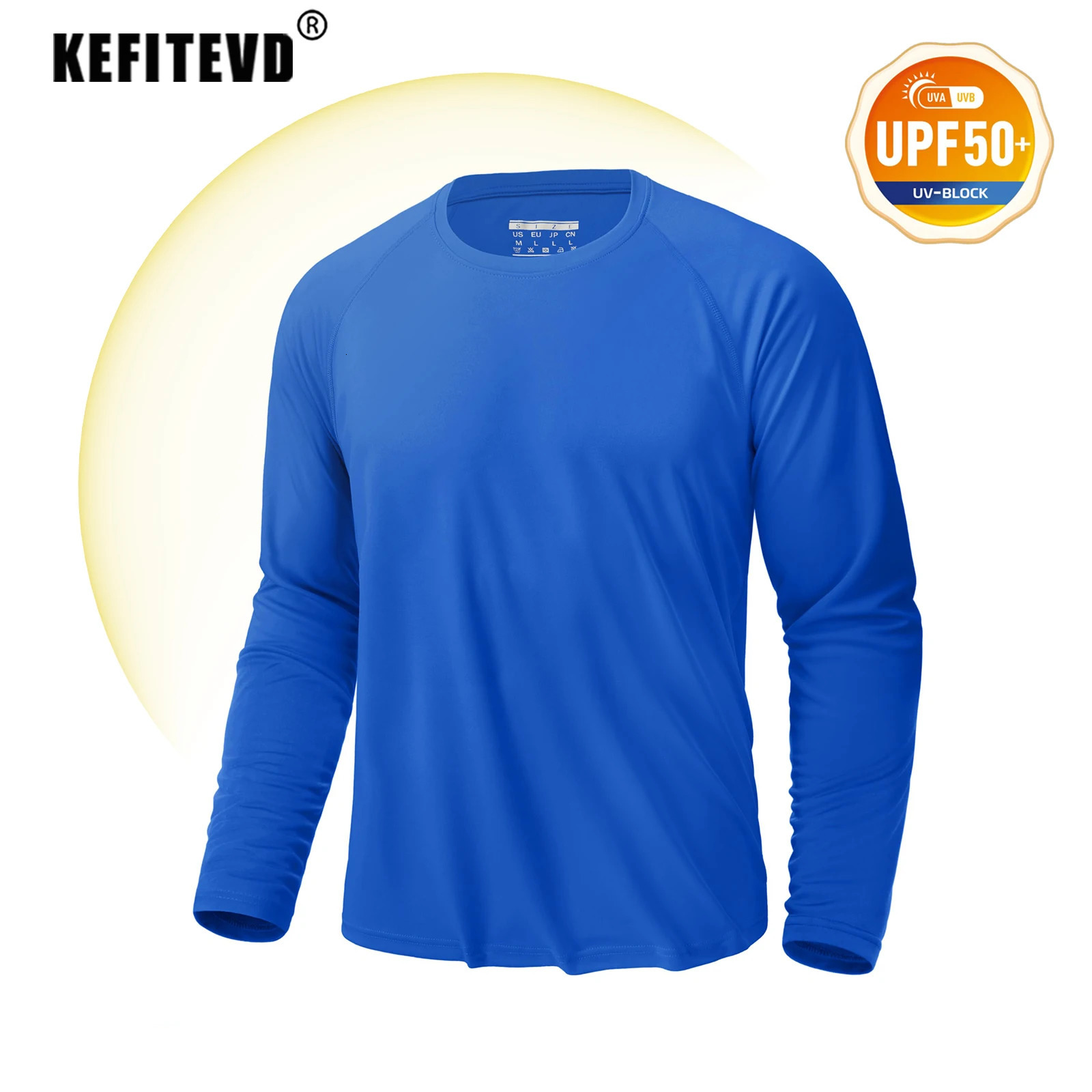 KEFITEVD Mens UV Sun Protection UPF 50 T Shirts Long Sleeve Rash Guard Workout Quick Dry for Hiking Fishing Swimming 250908