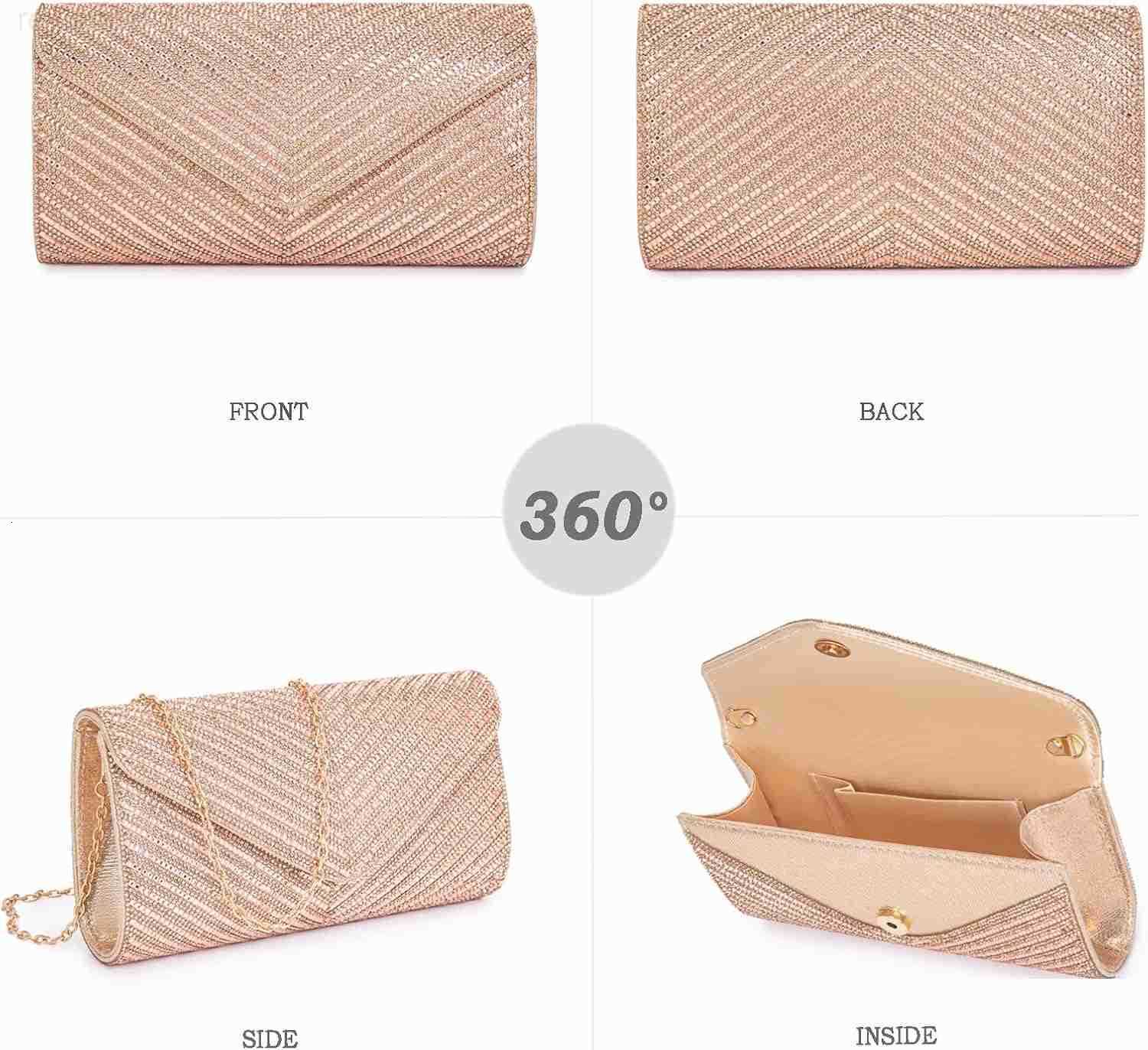 Womens Evening Handbags Envelope Clutch Purses Ladies Crossbody Bags Rhinestone Wedding Bag Shoulder Bag for WomenW250908