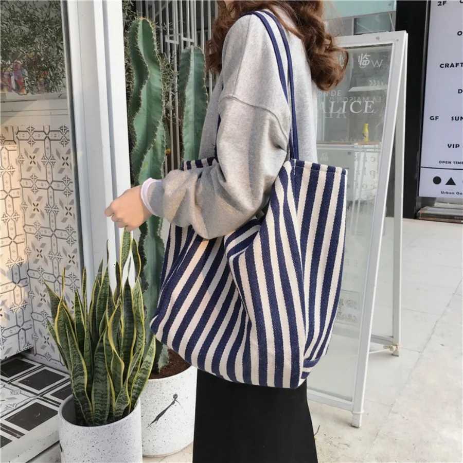 New Diaper bag Beach Tote Bag Fashion Women Canvas Summer Large Capacity Striped Shoulder Bag Tote Handbag Shopping R250908