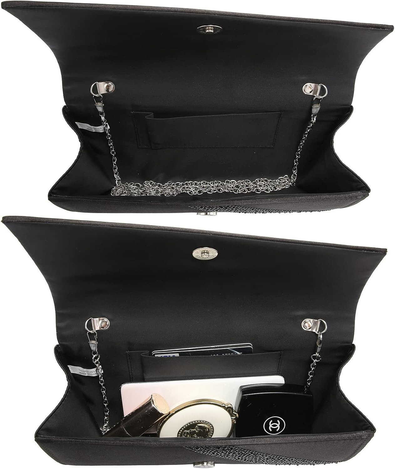 Womens Satin Rhinestone Clutch Evening Bags Sparkle Glitter Shiny Purse Handbag for Party Wedding Cocktail PromW250908