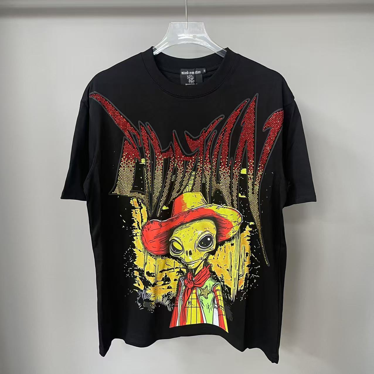 MIXED EMOTION shirts designer shirts Mens Y2k hoodies Letter tee High Street summer fashion hiphop retro casual cotton printed shorts sleeveds shirts