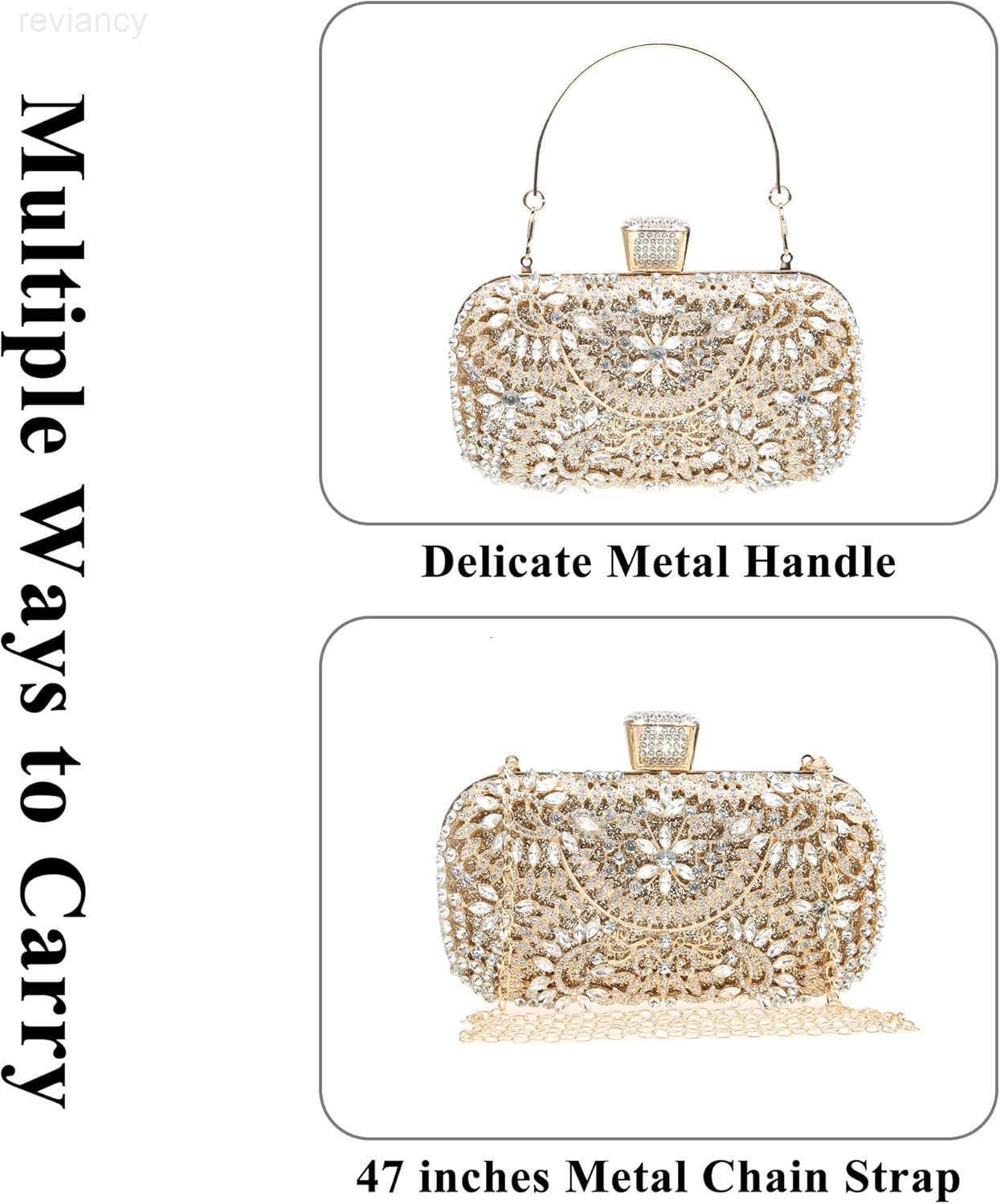 Womens Sparkly Rhinestone Crystal Clutch Bag Glitter Sequin Bridal Purse Evening Handbag for Wedding Party PromW250908