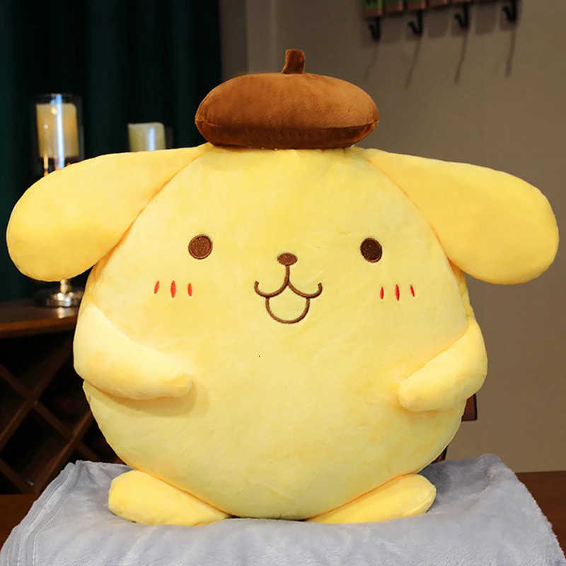Sanrio 4050cm Pompompurin Stuffed Plush Toys Big Size Lovely Pillow Gift Kids Super Soft Pom Purin Plushie Doll Room Decor L250908