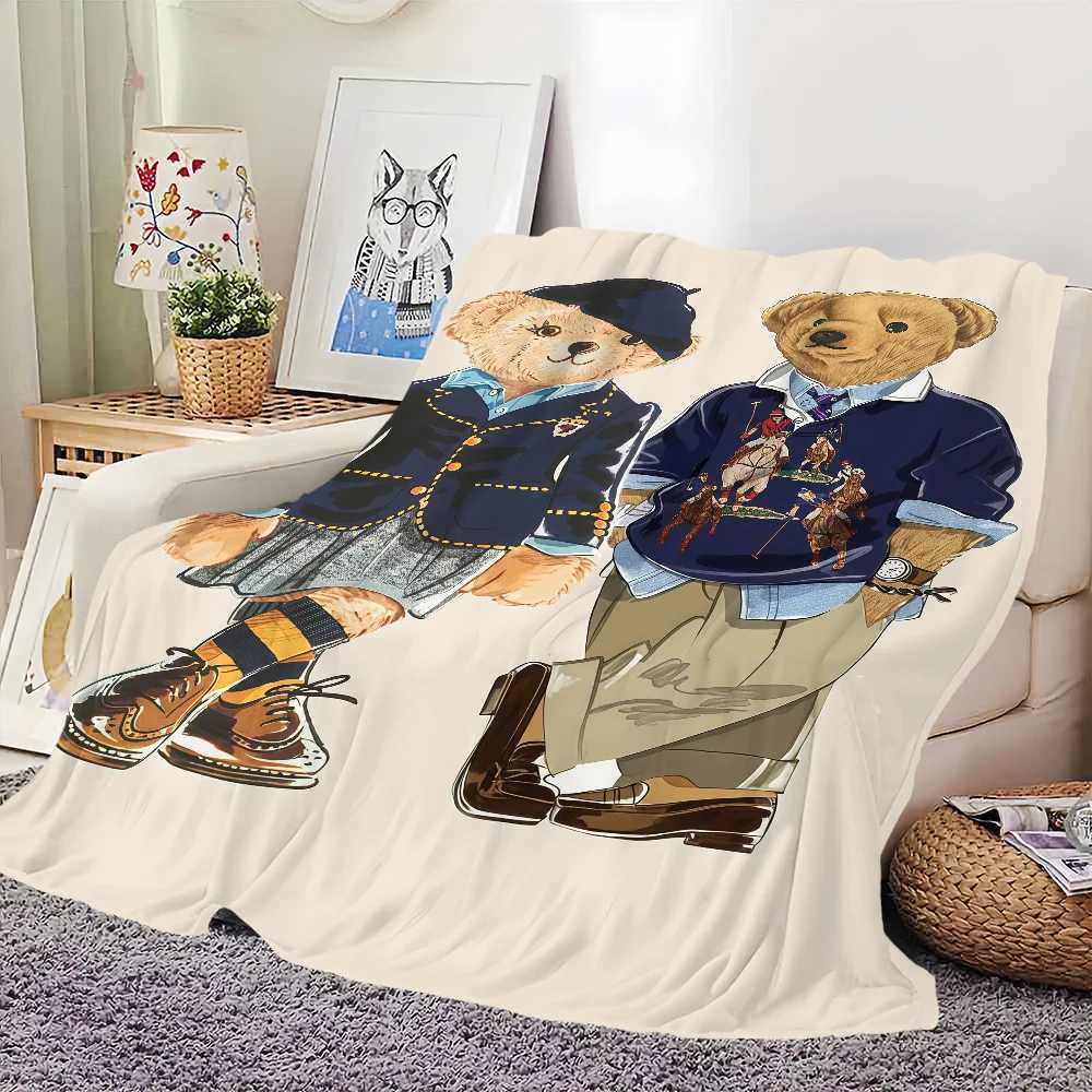 Designer Fashion PPolo BBears Luxury Blanket Soft Comfortable Nap Plush Suitable For Iiving Room Office Bedroom Birthday Home Kid Gift Y250908