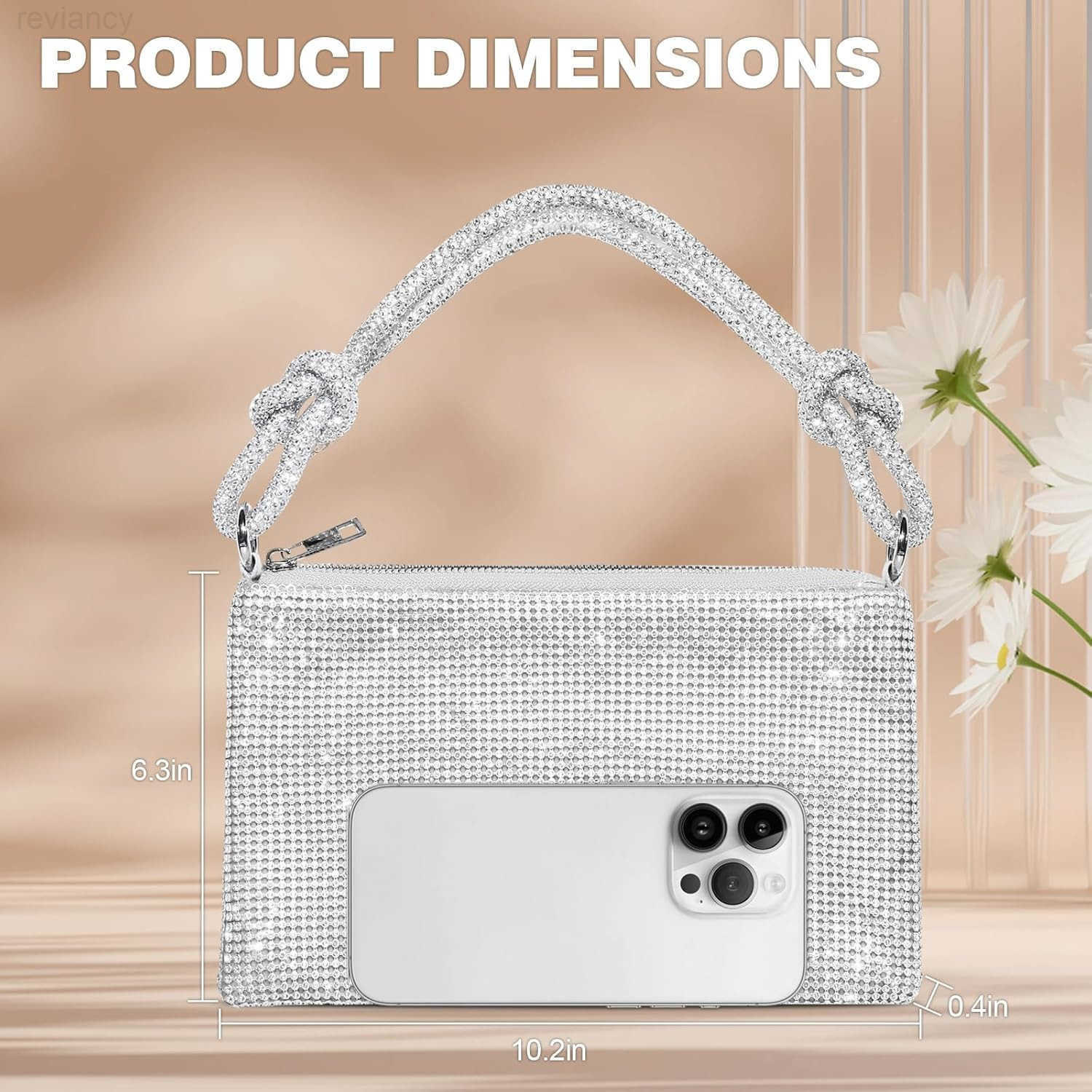 Clutch Purse for WomenSparkly Rhinestone Evening Bag Wedding Party AccessoriesHandbag Fits PhoneWallet LipstickW250908