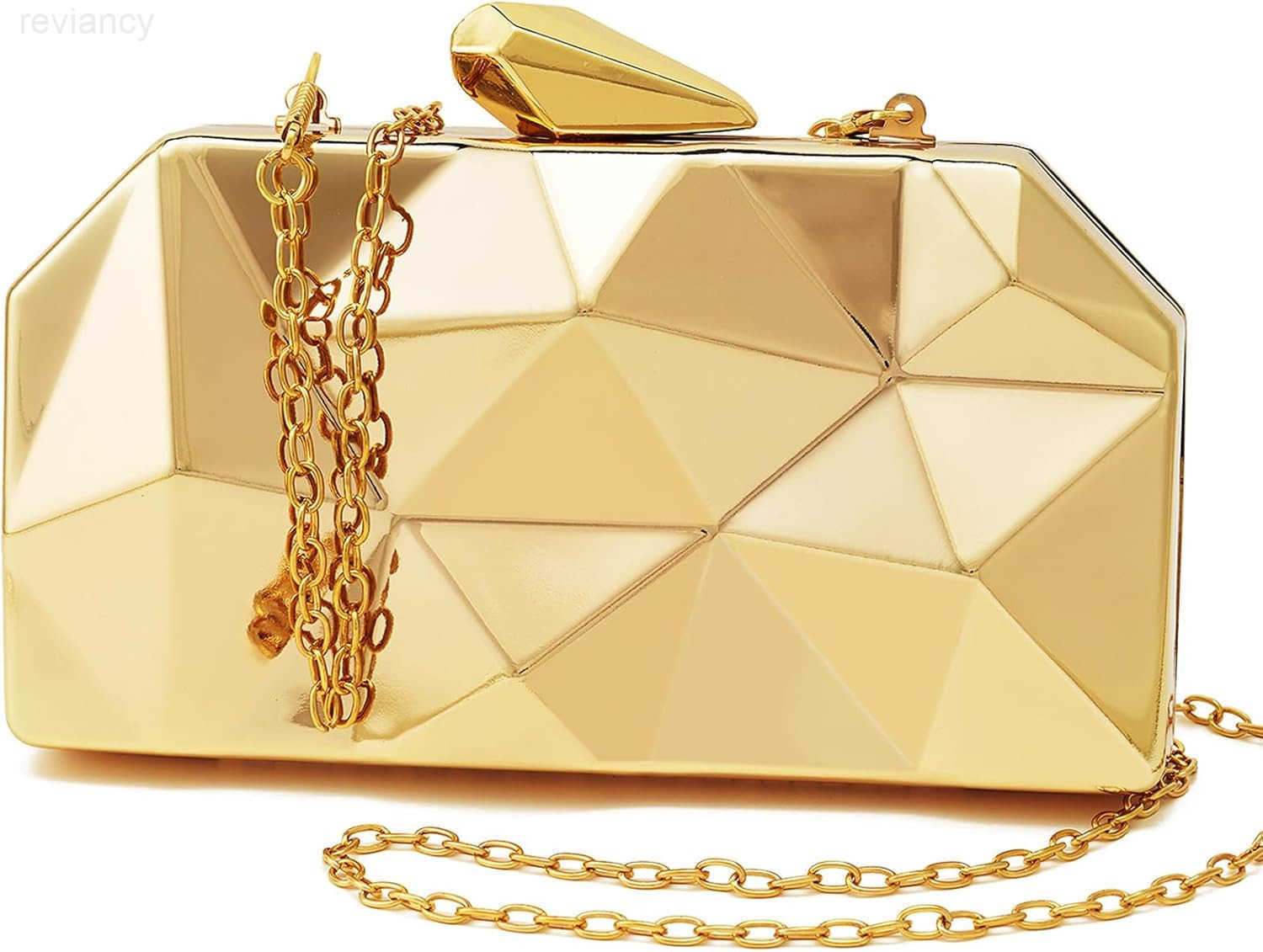 Women Lattice Pattern Metal Evening Clutch BagGeometric Evening Clutch Purse Handbag With Chain StrapW250908