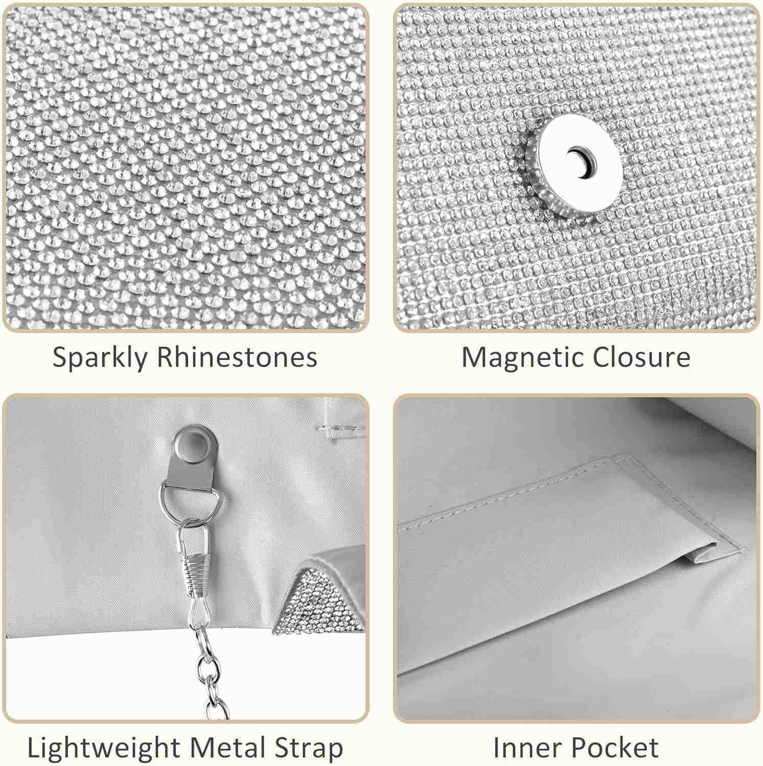 Clutch Purses for Women Sparkly Glitter Evening Bags Handbag for 1920s Party Wedding Engagement PromW250908