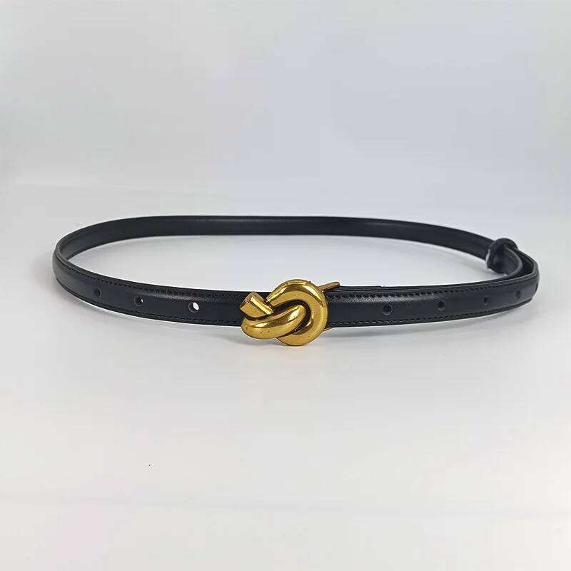 Belts Designer Genuine Leather For Women Black Thin Women's Belts Female Knot Buckle small Corset Waistband Jeans Belt