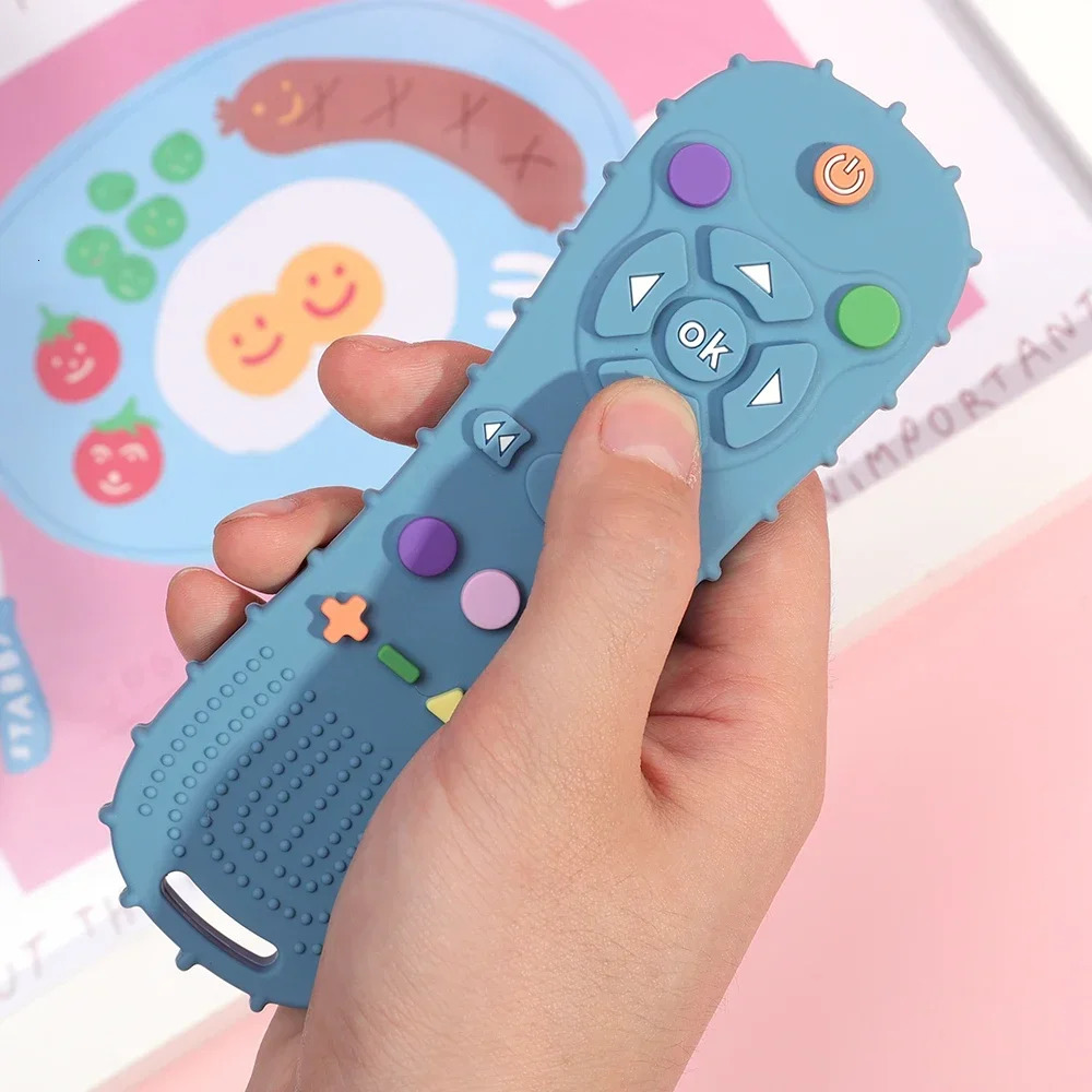 Novelty Silicone Simulation TV Remote Control Shape Soothing Toy Baby Food Grade Teaser Stick Childrens Sensory Education Toys250908