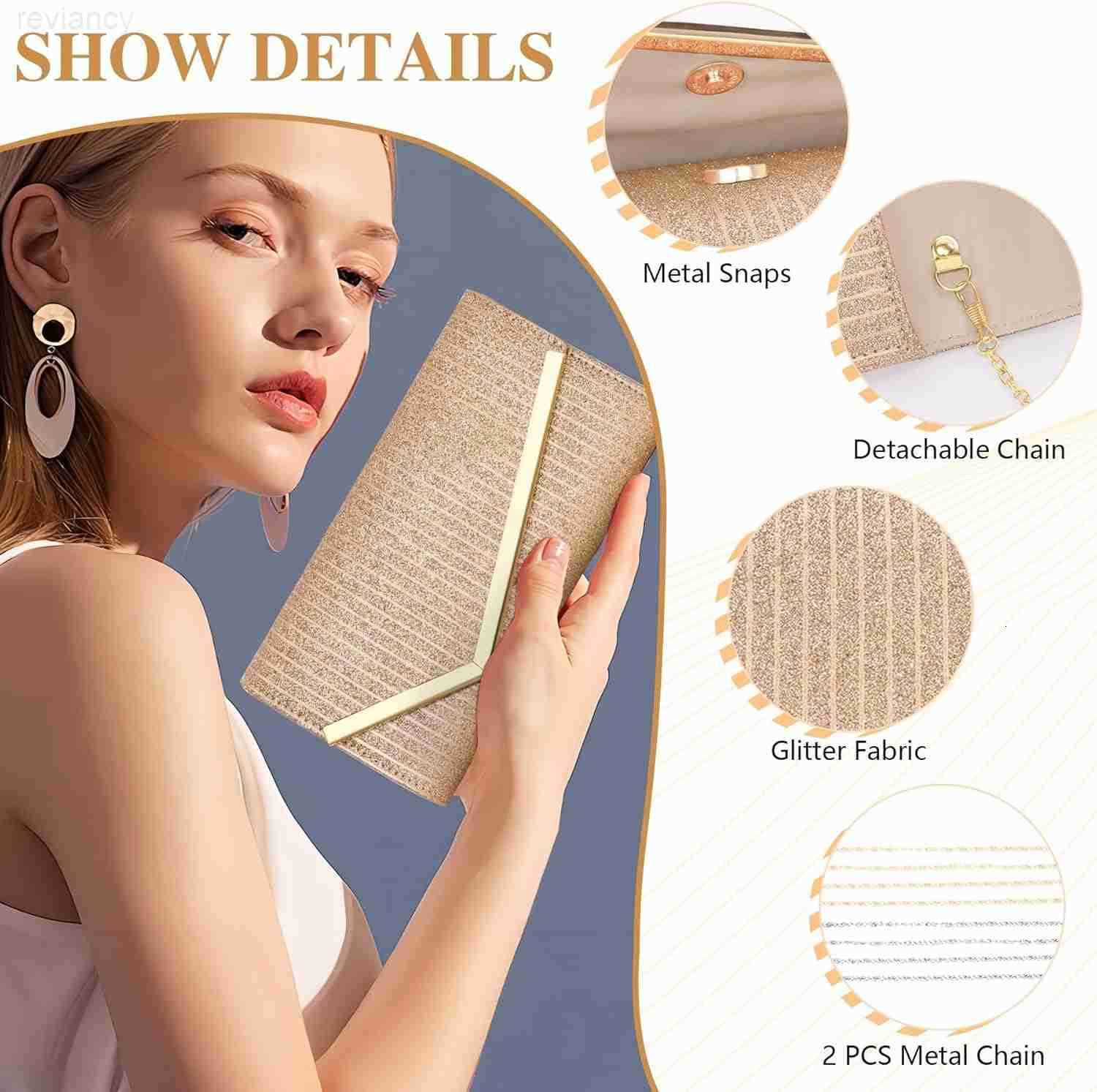 Clutch Purses for Women Shiny Pleated Sequin Envelope Evening Bags for Mothers Day Gifts Party PromW250908