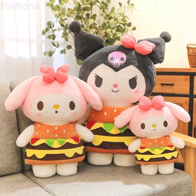 Sanrio Kawaii Kuromi My Melody Hamburg Big Plush Toys Dolls Pillow Anime Room Decoration Dolls Children Gifts H251120
