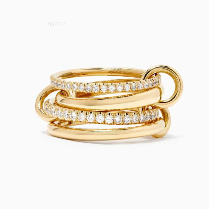 RINNTIN GSR10 Wholesale Custom Luxury Unique Fine Jewelry Four Linked Eternity Band Combination 925 Sterling Silver Rings Girls