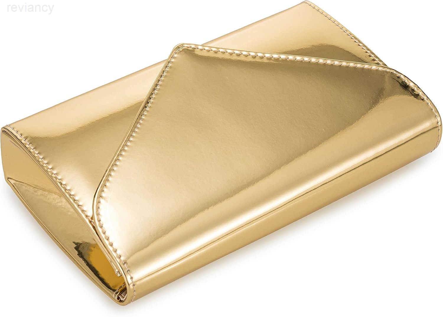 Womens Mirrored Metallic Faux Leather Evening Bag Glimmering Clutch Purse for PromCocktailWeddingPartyW250907