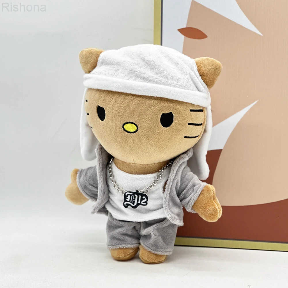 Sanrio 24cm Hello Selena Eminem Plush Doll White Hat Figure Stuffed Toys Cute Cat Boys Girls Birthday Christmas Gift H251201