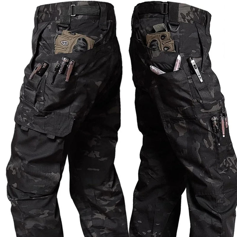 Mens Tactical Pants Outdoor Work Casual Cargo Trousers Waterproof Multipocket WearResistant Training 250905