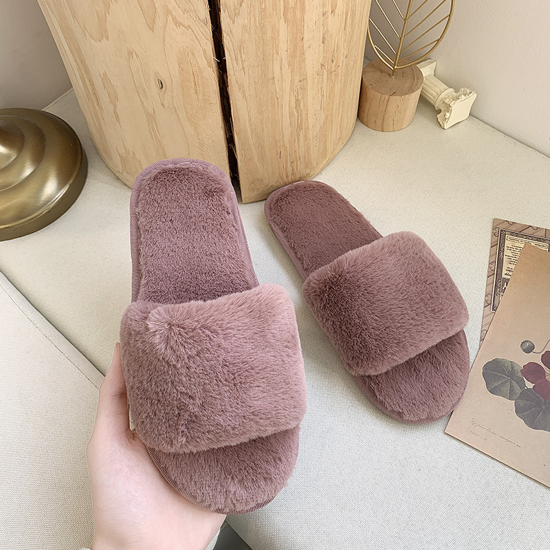 Free Shipping 2025 New Slides Designer Slippers Classic Autumn And Winter Cotton Hairy Slippers Womens Indoor Home Flat Bottom