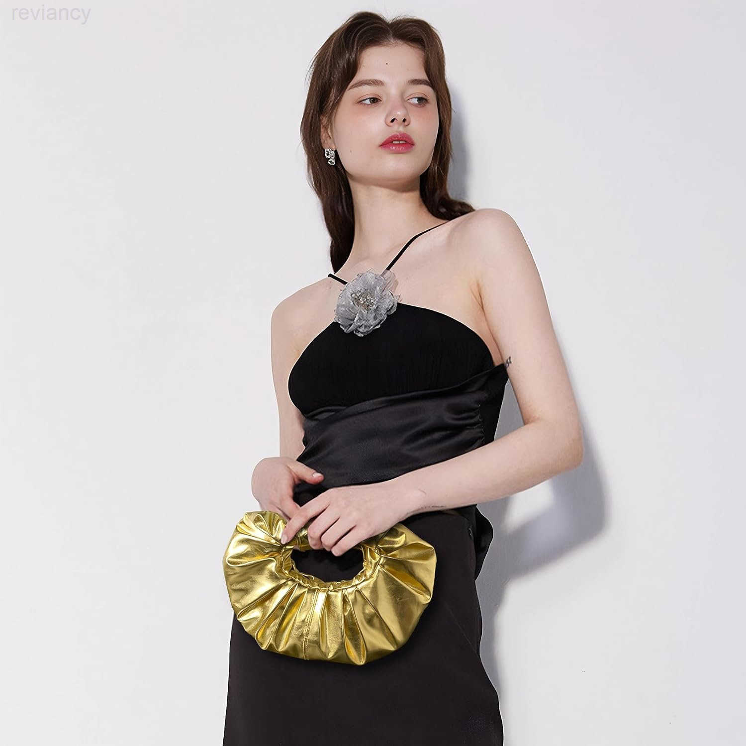 Clutch Purse for Women Evening Clutch PU Leather Pleated Bag Designer Handbag for Party Prom WeddingW250908