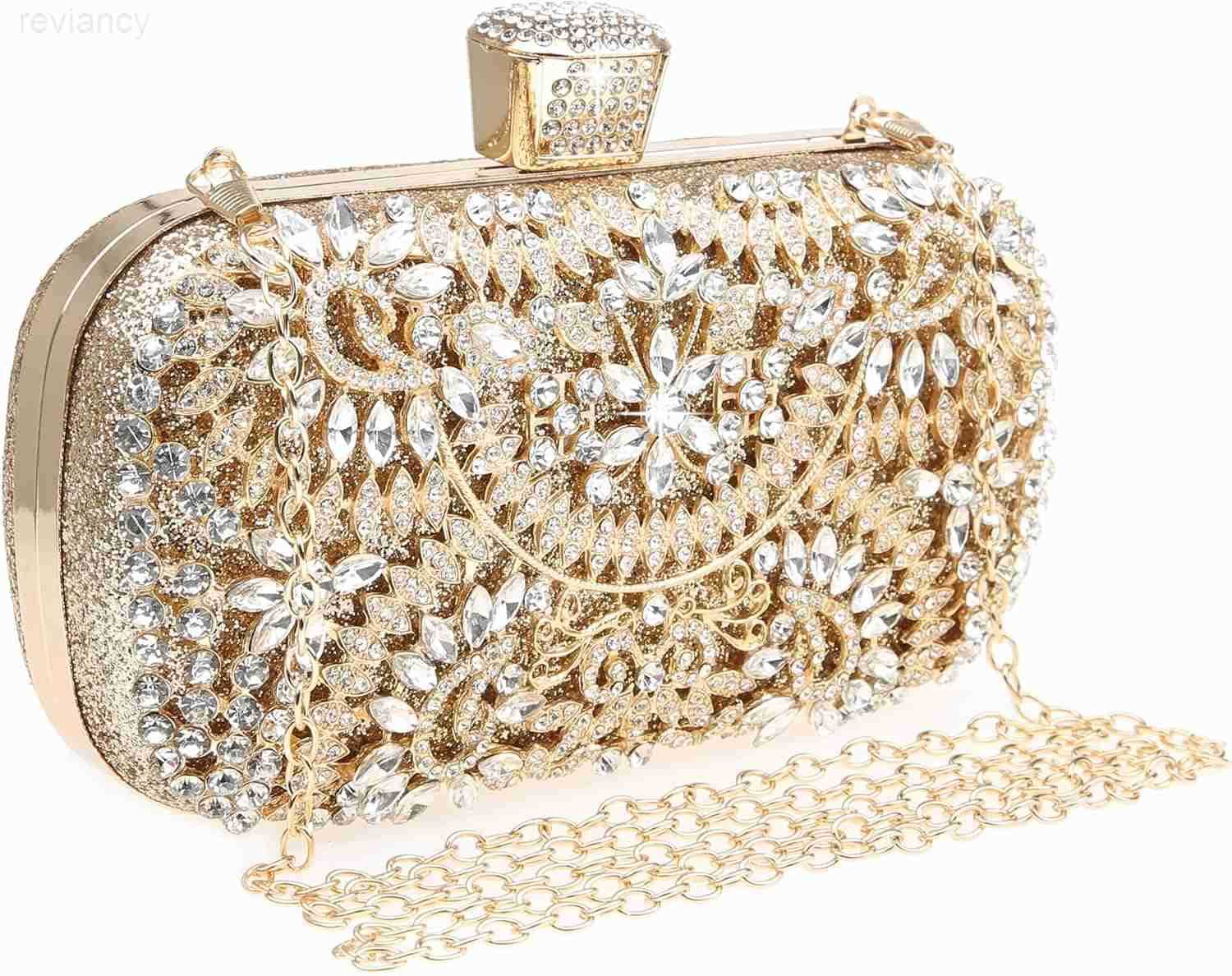 Womens Sparkly Rhinestone Crystal Clutch Bag Glitter Sequin Bridal Purse Evening Handbag for Wedding Party PromW250908