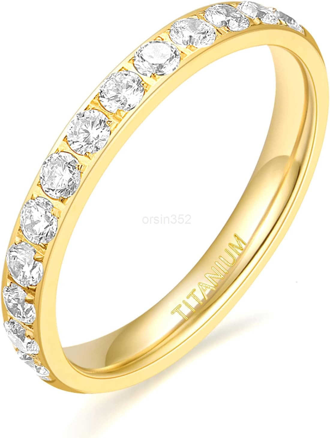3mm Women Titanium Engagement Ring Half Cubic Zirconia Eternity Wedding Band Size 313 Y260117