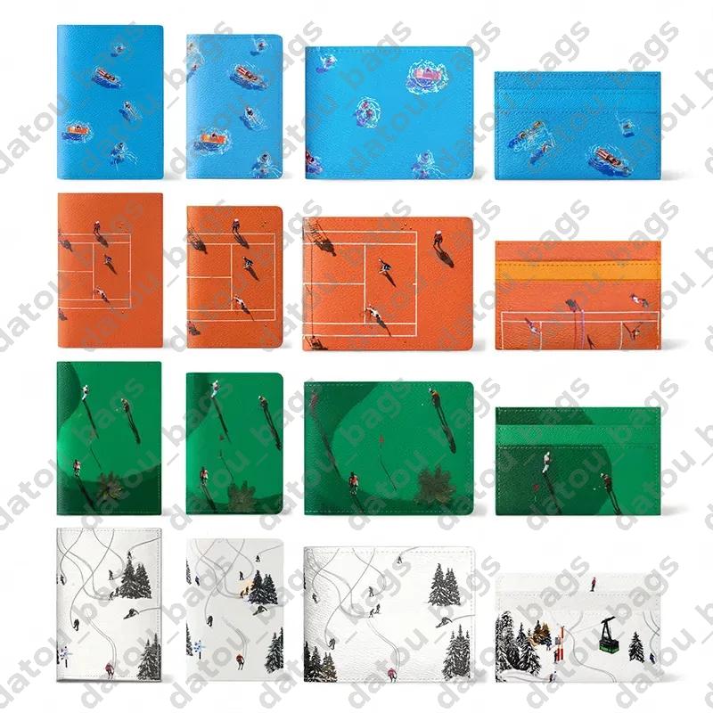 Designer Mens Wallet Leather Passport Holder Golf Wallet Slender Ski Wallet Coin Purse Key Pouch Passport Cover Card Holder TOP Mirror Quality