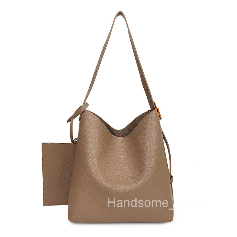 Lazy Large Bag for Women New Fashion Simple Shoulder Bag for Work Commute Soft Leather Bucket Bag Large Capacity